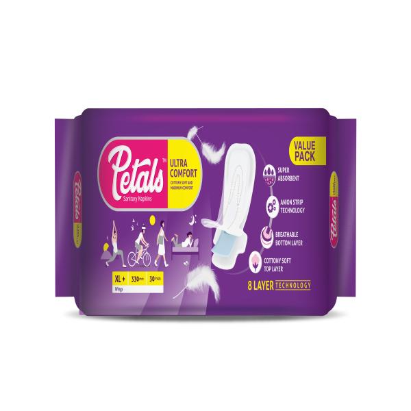 Petals Sanitary Napkin Pads - Ultra Comfort (330 mm) (XL+) 30's