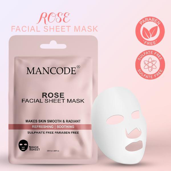Mancode Rose Facial Sheet Mask For All Skin Types 25 gm - Face Mask