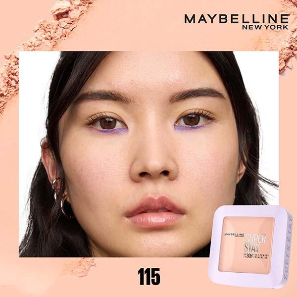Maybelline New York Super Stay Flex Powder Foundation, 115, 30H Full Cover, Oil-Control 9 gm - Foundation
