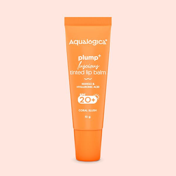 Aqualogica Coral Slush Plump + Luscious Tinted Lip Balm With Mango And Hyaluronic Acid 10 gm - Lip Balms
