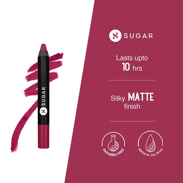 SUGAR Cosmetics Matte As Hell Crayon Lipstick - 31 Poppy Adams (Raspberry Pink) 2.8 gm - Lip Crayons