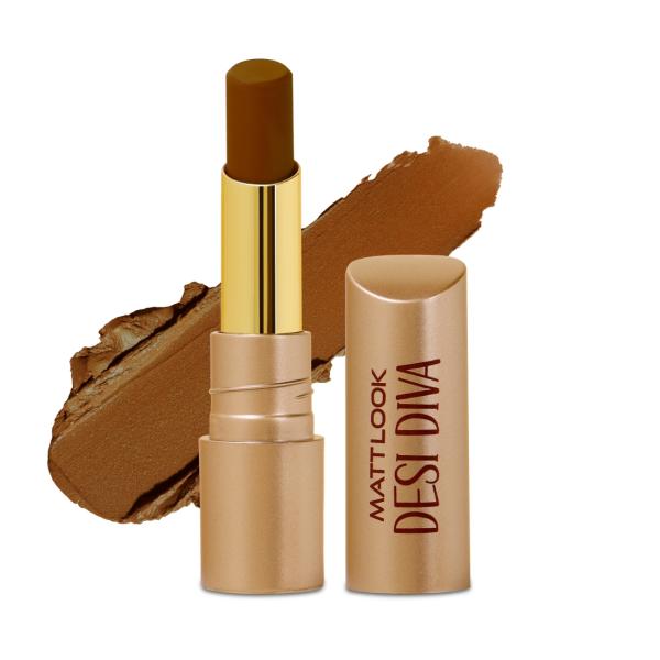 Netmeds | Matt Look Desi Diva HD Matte Lipstick With Hydrating Formula & Hyaluronic Acid, Deep Cocoa-18 3.8 gm