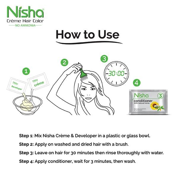 Nisha Creme Hair Color - 3.0 Dark Brown 60 gm - Crème