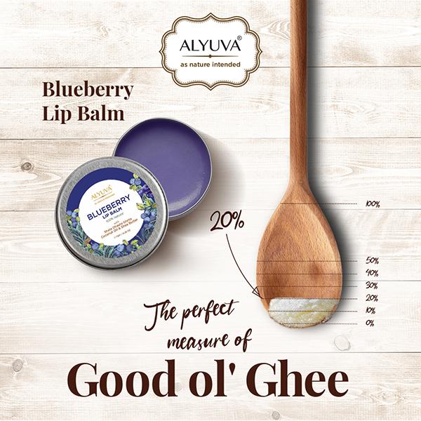 Alyuva Ghee Enriched Natural Blueberry Lip Balm, for all ages 7 gm - Lip Balms