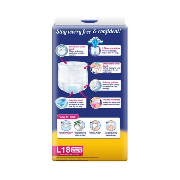 Lifree Extra Absorb Super Pants (L) 18's - Adult Diapers & Pads
