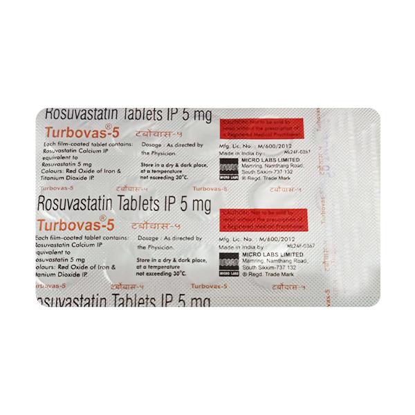 TURBOVAS 5 Tablet 15's - High Cholesterol-Dys