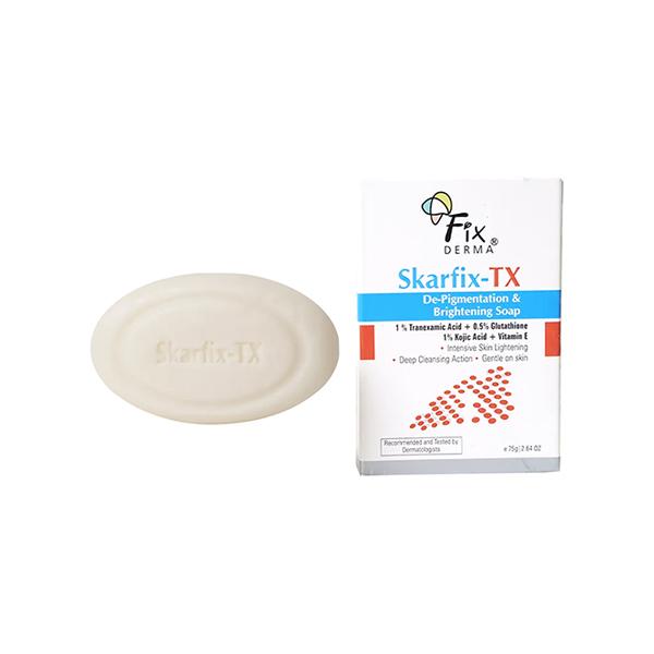 Netmeds | Fixderma Skarfix -TX 1% Kojic Acid Soap for Skin Brightening with Tranexamic Acid, Glutathione 75 g