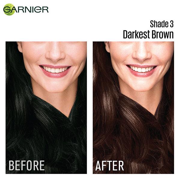 Garnier Color Naturals Creme Riche Sachet, Shade 3, Darkest Brown 60 gm - Sachet/Shampoo