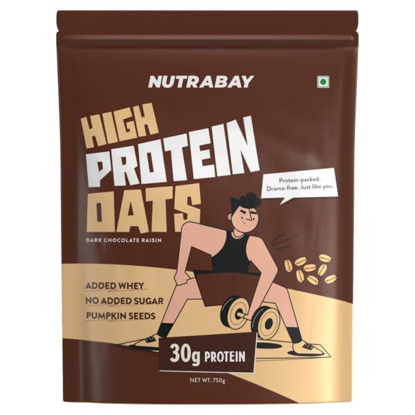 Netmeds | Nutrabay High Protein Oats - Dark Chocolate Raisin 750 g
