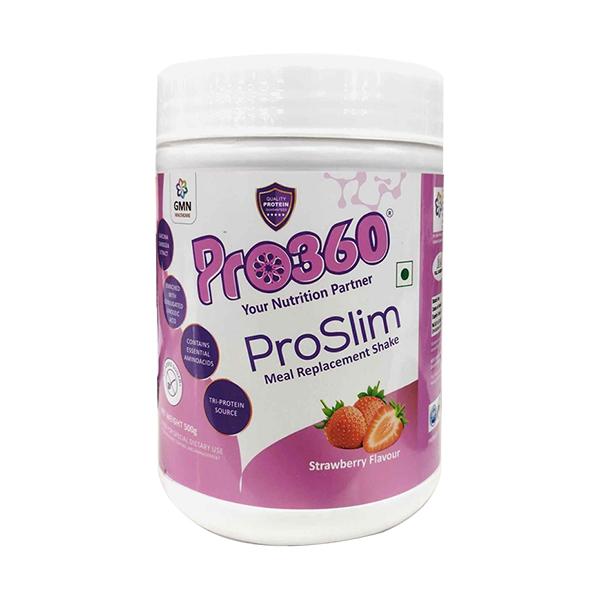 Netmeds | Pro360 ProSlim Nutritional Powder - Strawberry Flavour 500 g