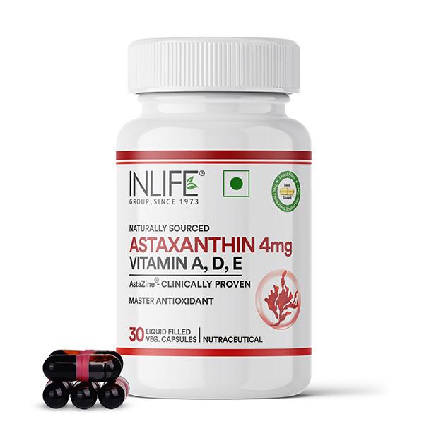 Netmeds | INLIFE Astaxanthin 4mg Supplement AstaZine Vitamin A, D, E Veg Capsules 30's