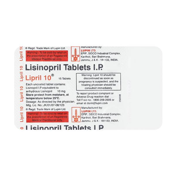 Lipril 10mg Tablet 15'S - Hypertension-ACE
