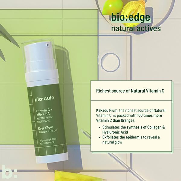 Biocule Ever Glow Radiance Serum For Bright & Glowing Skin, With Vitamin C & Aha 15 ml - Face Serum