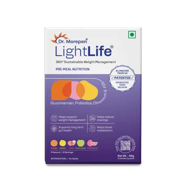 Netmeds | Dr. Morepen LightLife Pre-Meal Nutrition Sachets - Assorted Flavour (Pack Of 10 x 5 g)