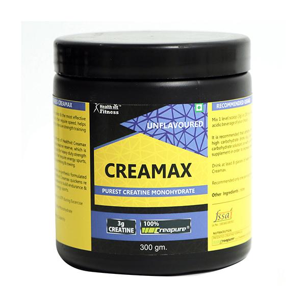 Healthvit Fitness Creamax Creatine Monohydrate Powder - Unflavored 300 gm - Workout Essentials