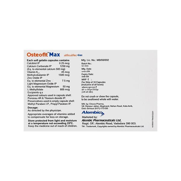 Osteofit Max Capsule 10'S - Supplements-Vam