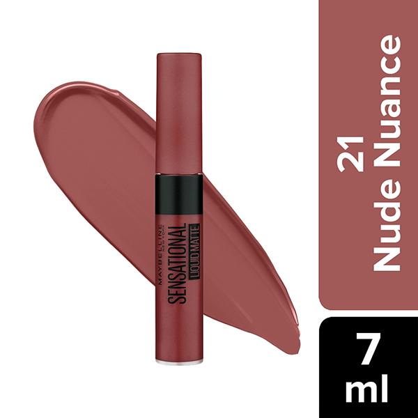 Netmeds | Maybelline New York Sensational Liquid Matte Lipstick, 21 Nude Nuance 7 ml