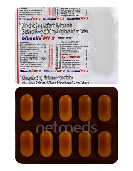 Glimulin MV 2mg Tablet 10'S - Diabetes-Ant