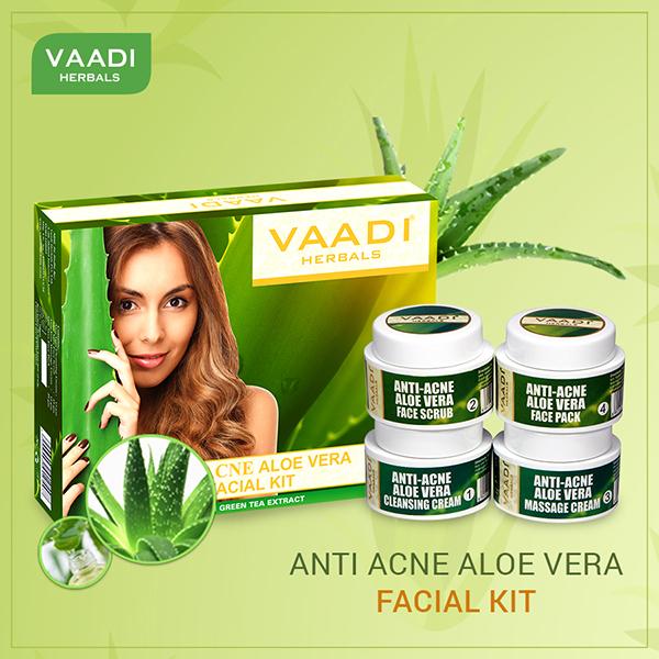 Vaadi Herbals Anti-Acne Aloe Vera Facial Kit with Green Tea Extract 70 gm - Facial Kits