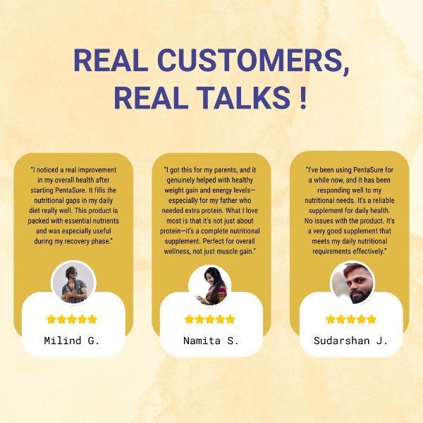 PentaSure Nutritional Supplement Powder - Vanilla Flavour (Travel Pack Sachet of 3 x 50 gm) - Daily Health Drinks