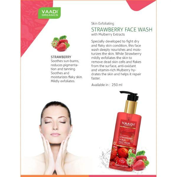 Vaadi Herbals Strawberry Scrub Face Wash With Mulberry Extract 250 ml - Face Wash & Cleansers