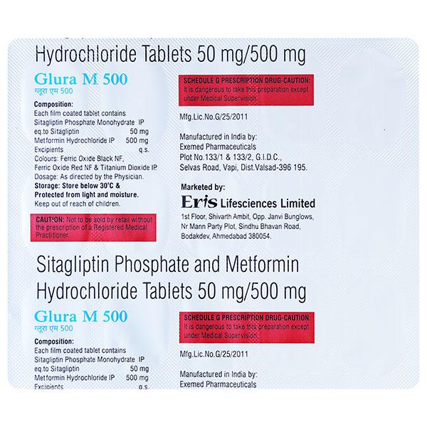 GLURA M 500 Tablet 15's - Diabetes-Ant