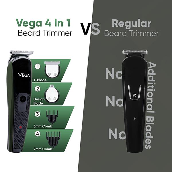 Vega Trimmer Men with Design and T Blade (VHTH-35) - Black 275 gm - Trimmers