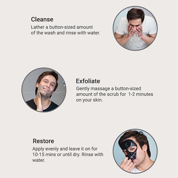 Bombay Shaving Company Deep Cleansing & De-Tan Charcoal Set With Face Scrub 300 gm - Scrubs & Exfoliants