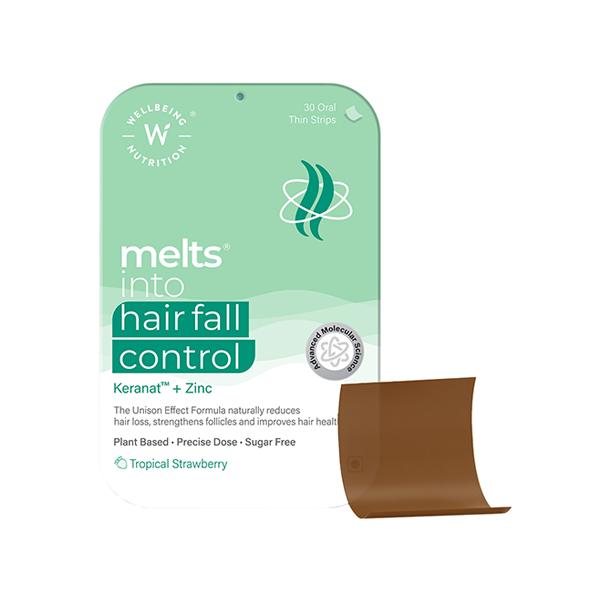 Netmeds | Wellbeing Nutrition Melts Hair Fall Control Keranat and Zinc- Plant-Based Hair Loss Support (30 Strips)