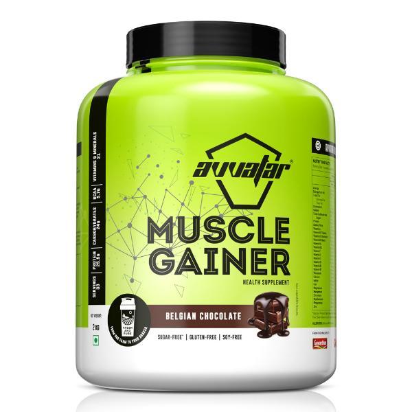 Netmeds | Avvatar Muscle Gainer Protein Powder - Belgian Chocolate Flavour (Jar) 2 kg