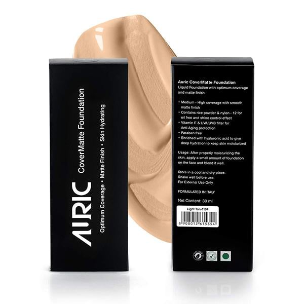 Auric CoverMatte Foundation Light Tan 1104 30 ml - Foundation