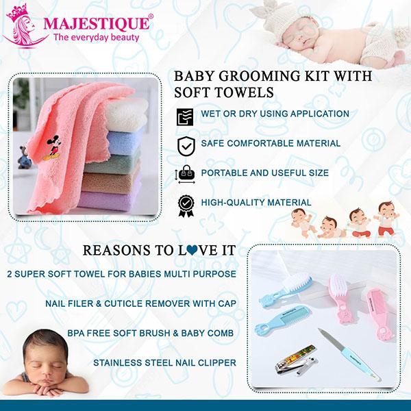 Majestique Baby Grooming kit with Soft Towels for Newborns & Toddlers - 6Pcs/Multicolor 1's - Baby Grooming