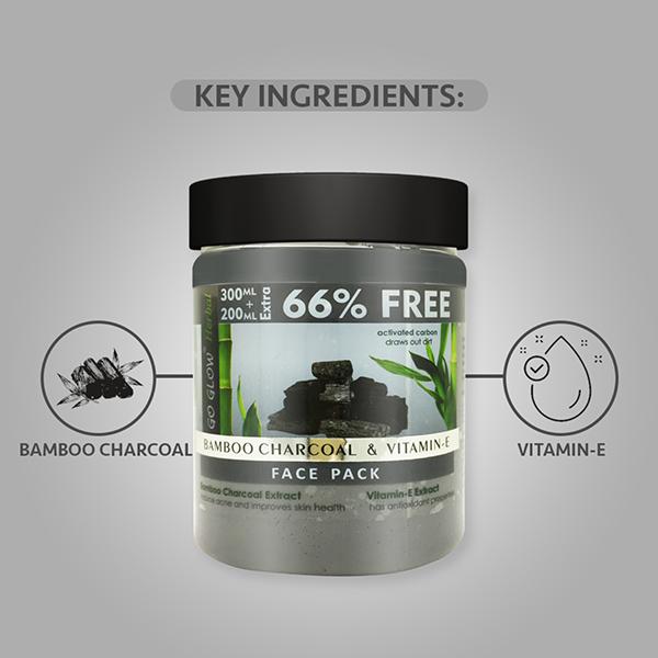 Berina Go Glow By Berina Bamboo Charcoal & Vitamin E Face Scrub 500 ml - Face Scrubs