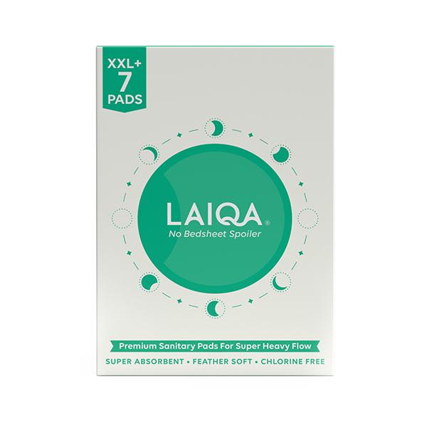 LAIQA Double Extra Large Plus (350mm) Heavy Flow Night Sanitary Pads For Women with Wider Back (120mm) XXL Pads + 2 Pantyliners 9's