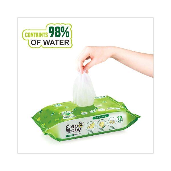 Beebaby Fresh Baby Wet Wipes Contains Aloe Vera 72 Wipes each 3's - Cotton Buds & Balls