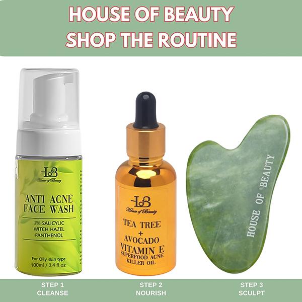 House of Beauty Jade Guasha Facetool For Double Chin, Sculpting Jawline & Contouring Face 1's - Massagers