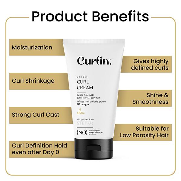 Curlin Unmess Curl Cream 150 gm - Hair Creams