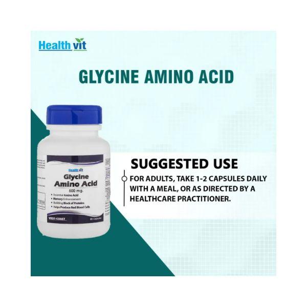 Healthvit Glycine Amino Acid 500MG- Capsules 60's - General Health