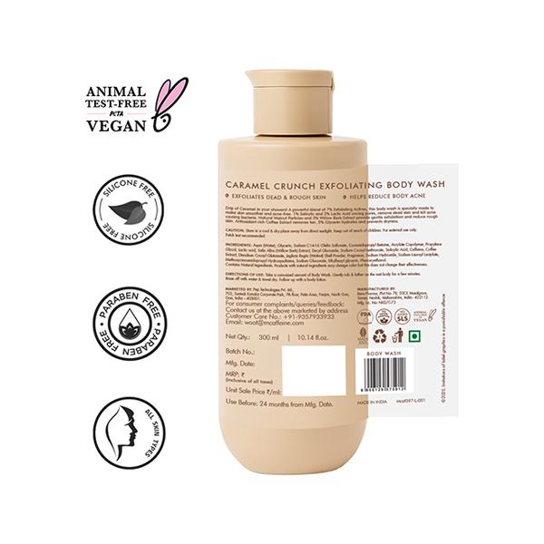 MCaffeine 7% Exfoliating Body Wash- 1% Salicylic 2% Lactic Acid, Shower Gel to Reduce Body Acne 300 ml - Shower Gels & Body Wash