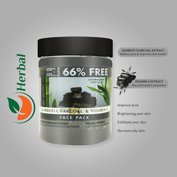 Berina Go Glow By Berina Bamboo Charcoal & Vitamin E Face Scrub 500 ml - Face Scrubs