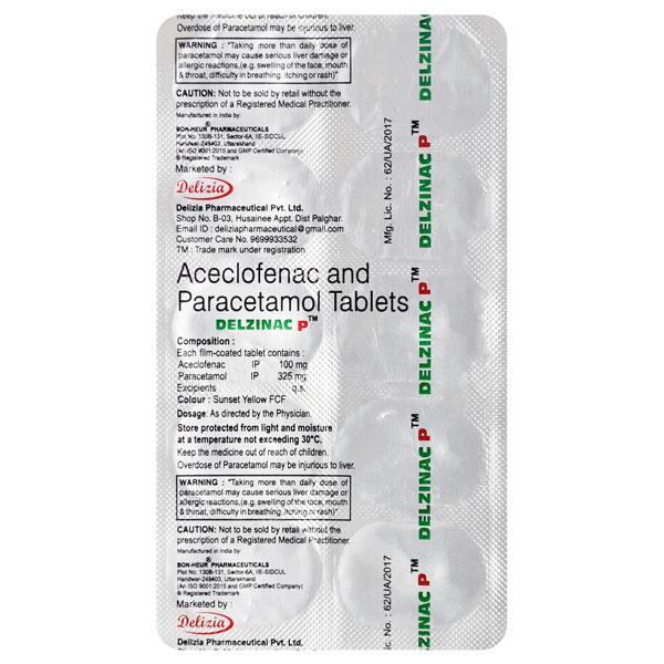 DELZINAC P Tablet 10's - Pain relief-Nsa