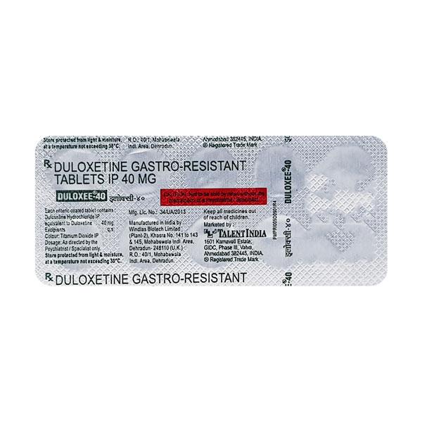 Duloxee 40mg Tablet 10'S