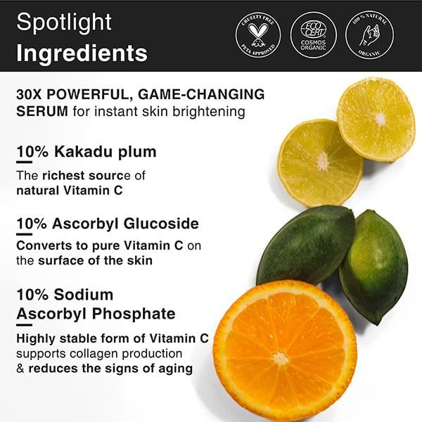 Soulflower Vitamin C 20% Brightening Face Serum with Kakadu Plum, Lemon, Vitamin E 20 ml - Face Serum