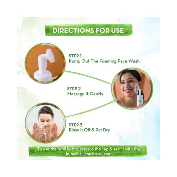 Mamaearth Vitamin C Foaming Face Wash with Vitamin C & Turmaric with Brush Combo Pack with Refill for Skin Illumination 150ml - Face Wash & Cleansers