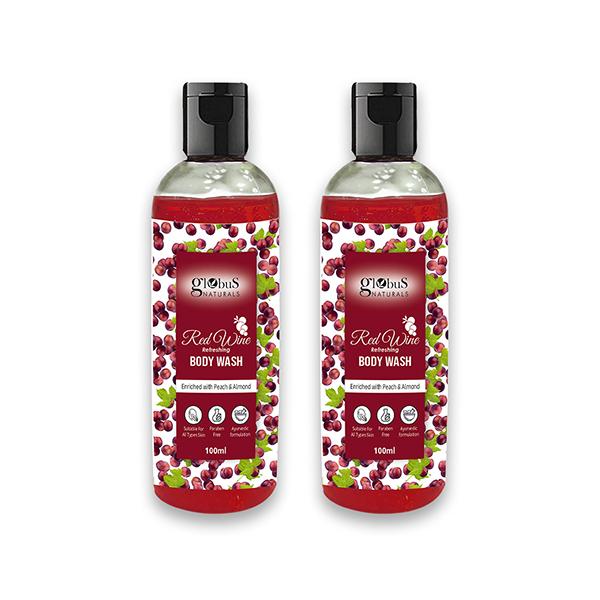Globus Naturals Red Wine Refreshing Body Wash Enriched with Peach and Almond, Suitable for All Skin Type,100ml each 2's - Creams, Lotions & Oils