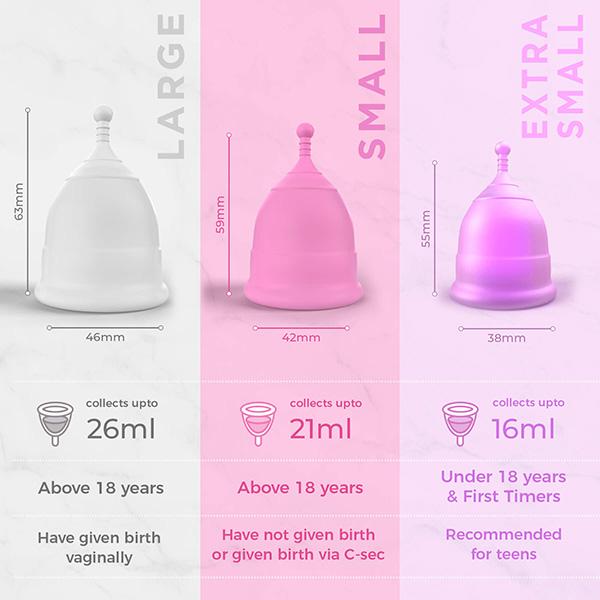 Pee Safe Reusable Menstrual Cup with Medical Grade Silcone for Women - Extra Small 1's - Menstrual Cups