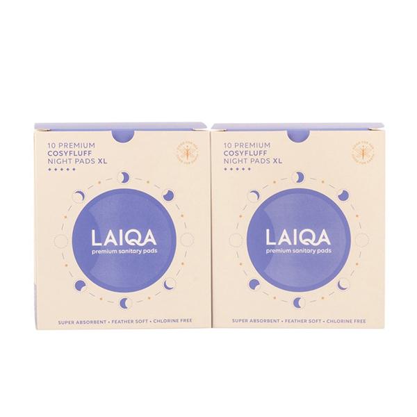 LAIQA Premium Cosyfluff Night Pads XL (Pack of 2 X 10)