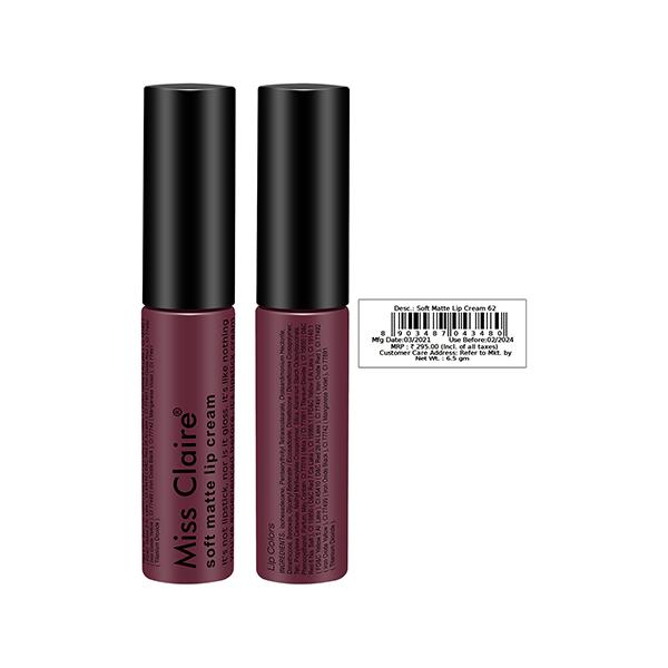 Miss Claire Soft Matte Lip Cream - 62 6.5 Gm - Lipsticks