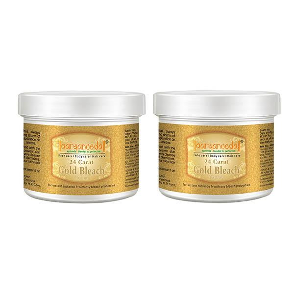 Netmeds | Aryanveda 24 Carat Gold Bleach Cream For All Skin Types (Pack of 2) 43 gm