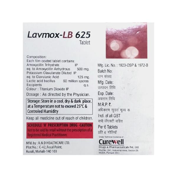 LAVMOX LB 625 Tablet 6's - Bacterial Infections-Pen